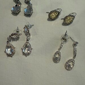 Elegant Silver and Gold Drop Earrings Set